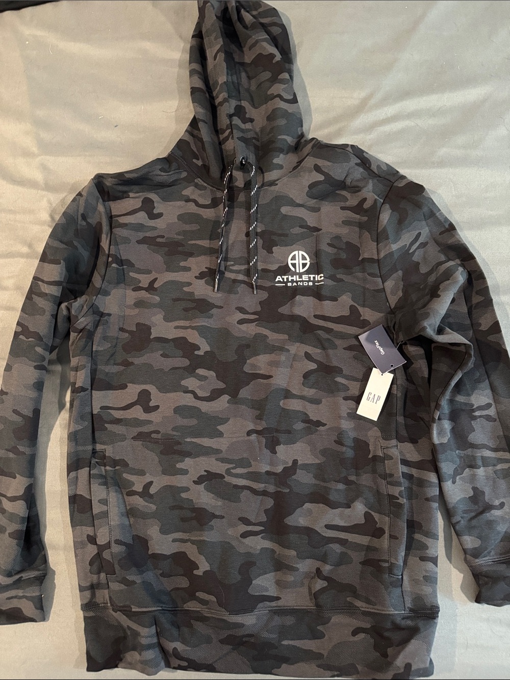 GAP Men’s Gray & Black Camo Crewneck Hoodie